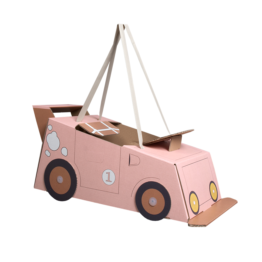 coche rosa de carton