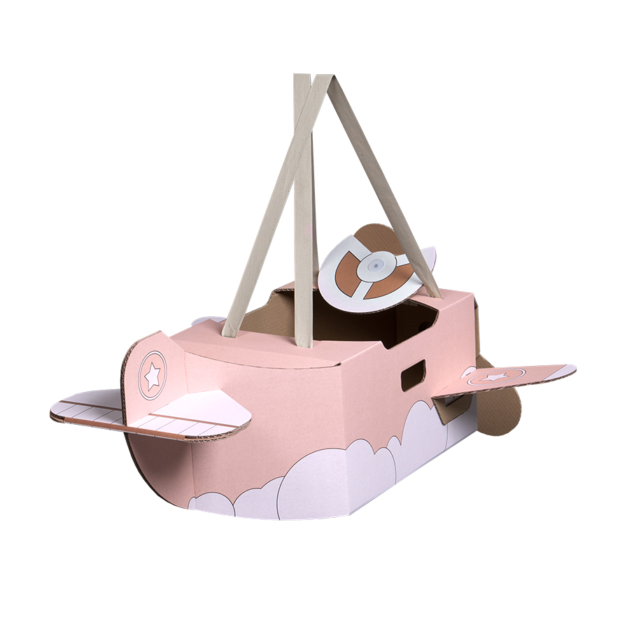 juguete avion carton rosa