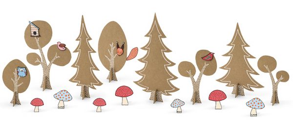 figuras árboles troqueladas bosque