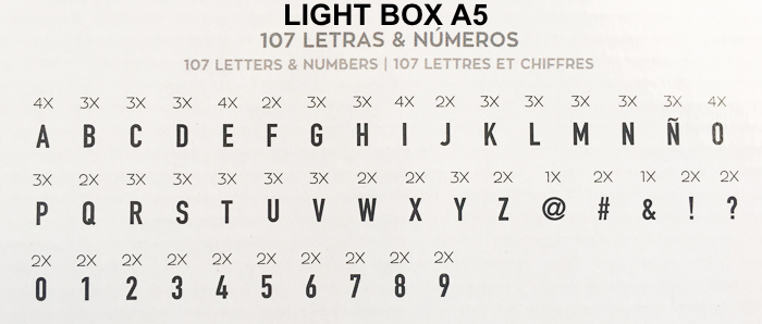 LIGHT BOX A5 letras y números