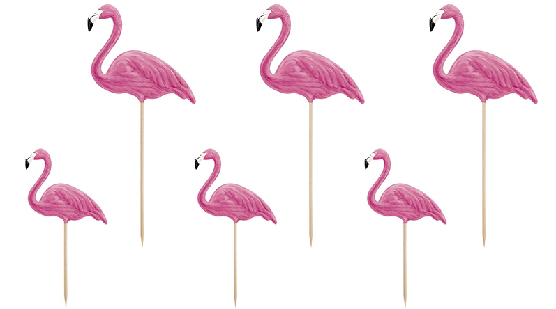 Toppers flamingos palillos aperitivo fiesta