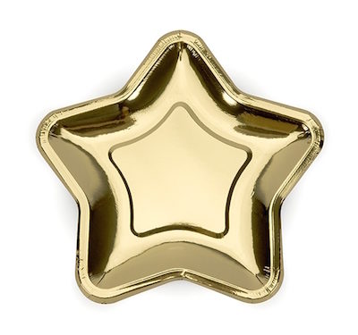 platos de papel dorados forma estrella
