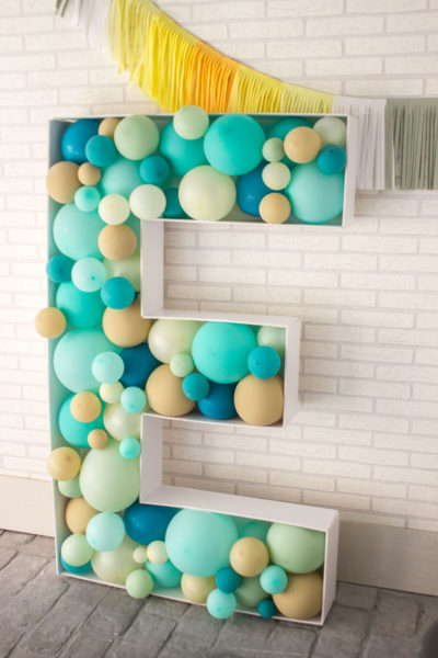 letras 3D mosaico globos
