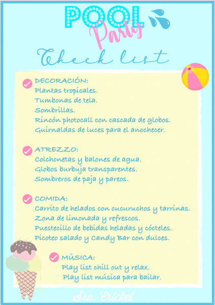 check list pool party