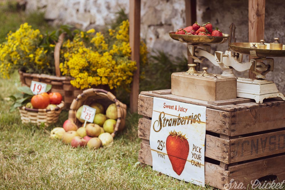 Fiesta inspirada en un “Farmers Market”. Mercadillo de fruta vintage