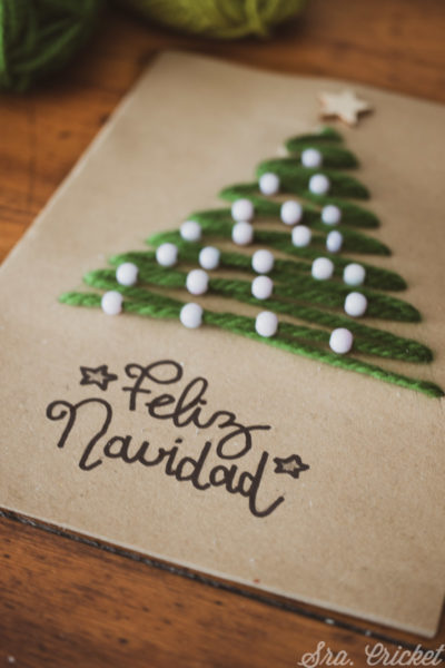 bordar en papel para hacer tarjeta de navidad