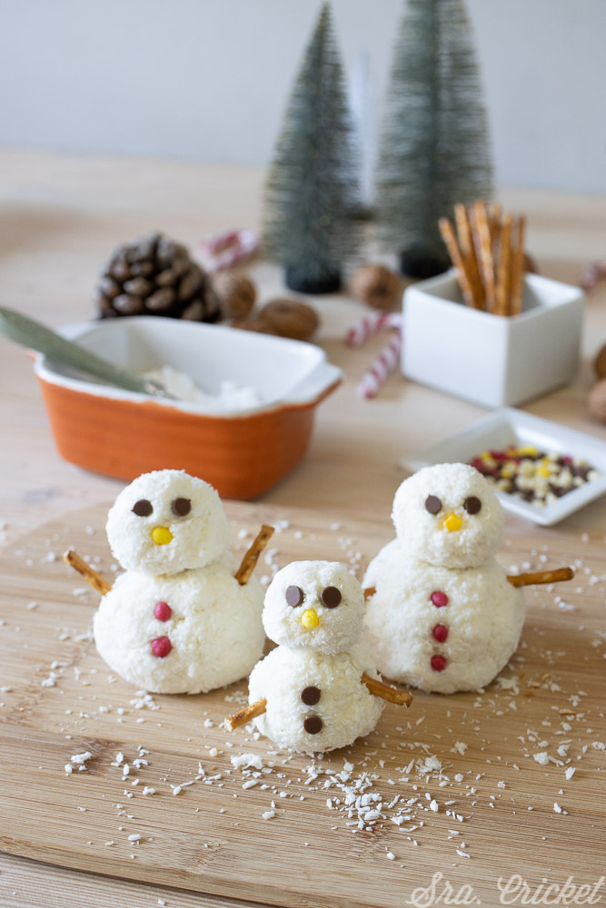 recetas para hacer con niños dulces de queso muñecos de nieve