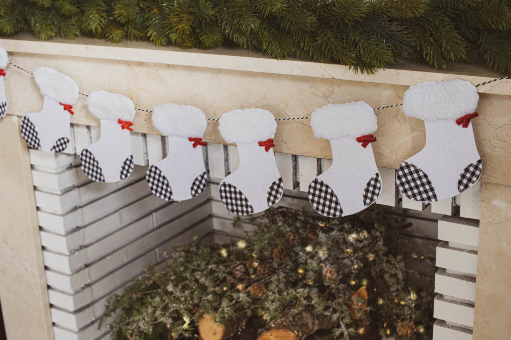 stocking guirnalda de calcetines navideños chimenea